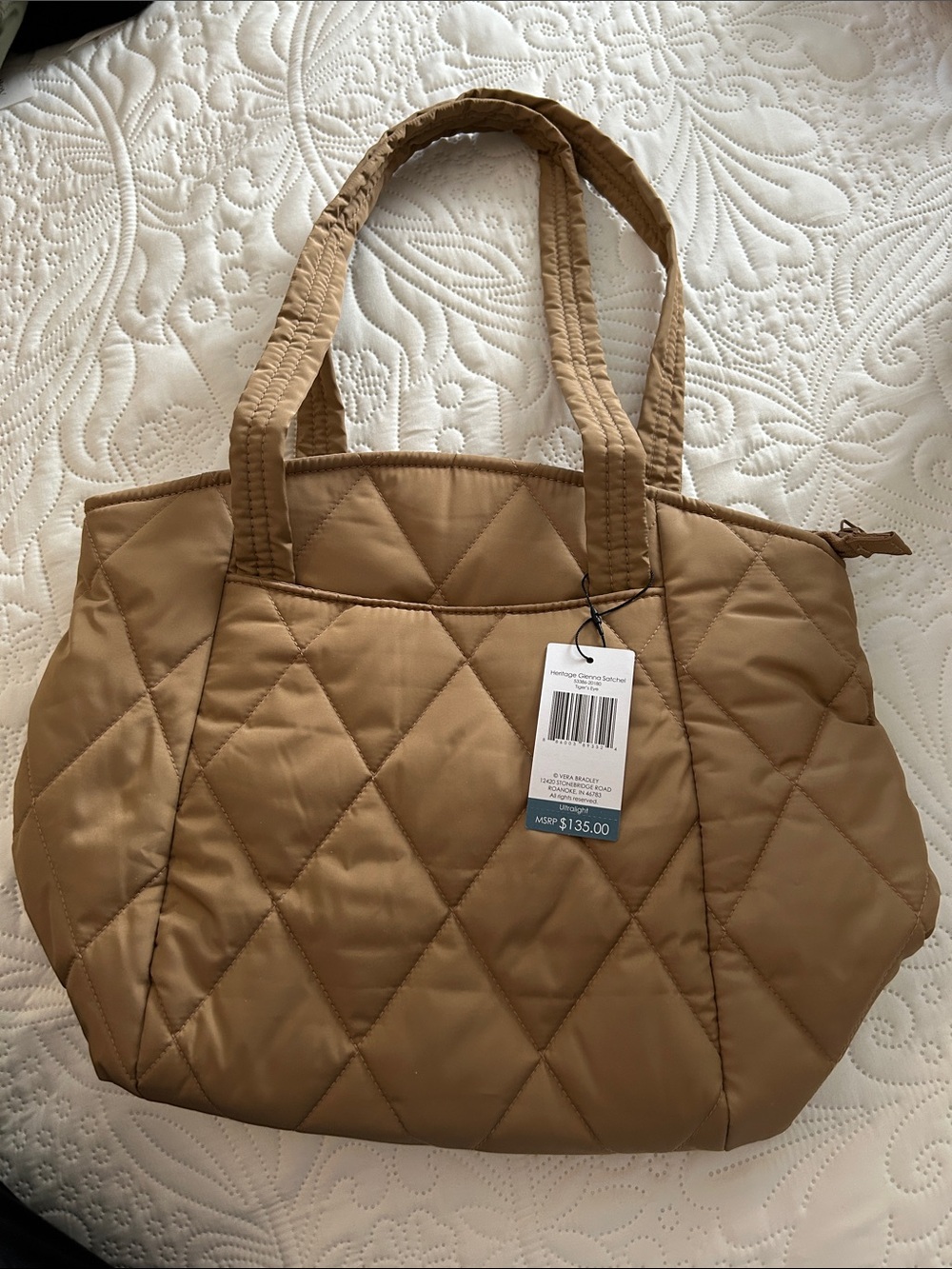 Vera Bradley Quilted Tote Bag in Camel